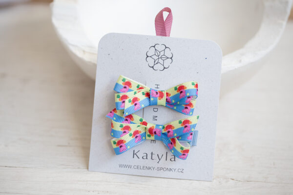 Set dětských sponek s&nbsp;prasátkem – barevné mašličky