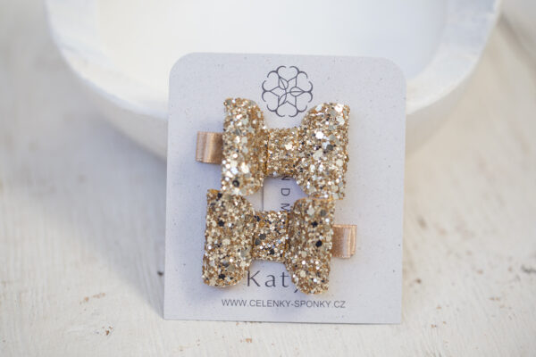 Dětské sponky třpytivé mašle zlaté