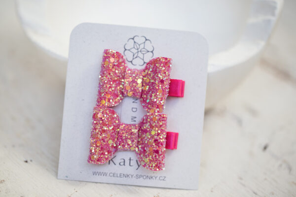 Dětské sponky- třpytivé mašle malinové