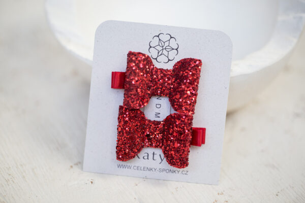 Dětské sponky třpytivé mašle Červené