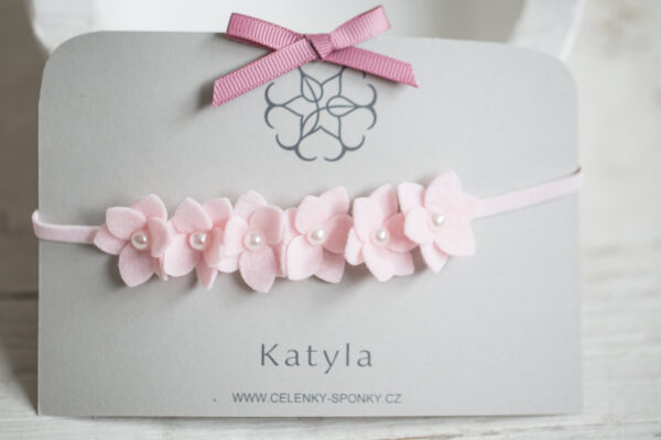 Dětská čelenka na&nbsp;gumičce s&nbsp;květinkami -Růžová